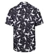 Thumbnail Back view of black short sleeve shirt with white brush print.